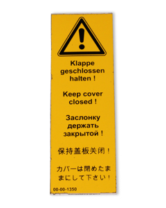 Aufkleber D/GB/RUS/CN/JP: FC3 Klappe geschlossen halten